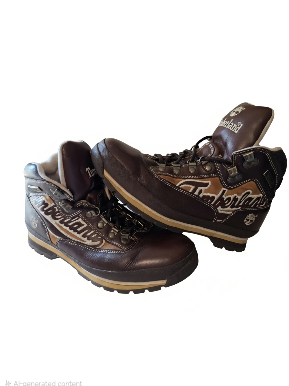 Timberland Brown and Tan Leather Lace-Up Hiking Boots